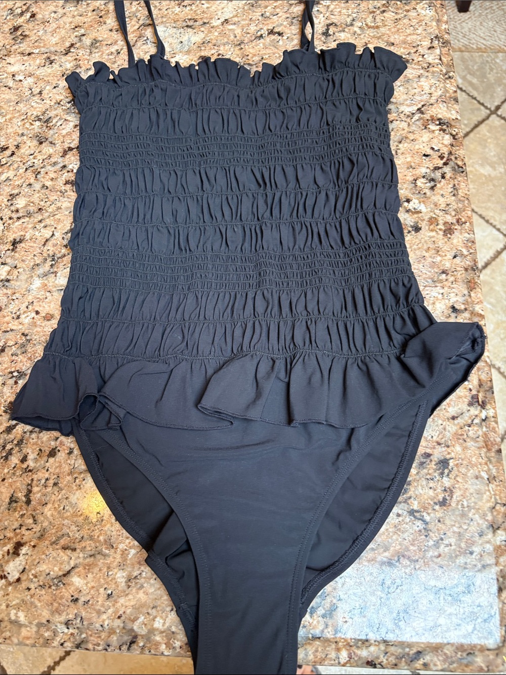 Tory Burch Black Ruffled One-Piece Swimsuit NEW